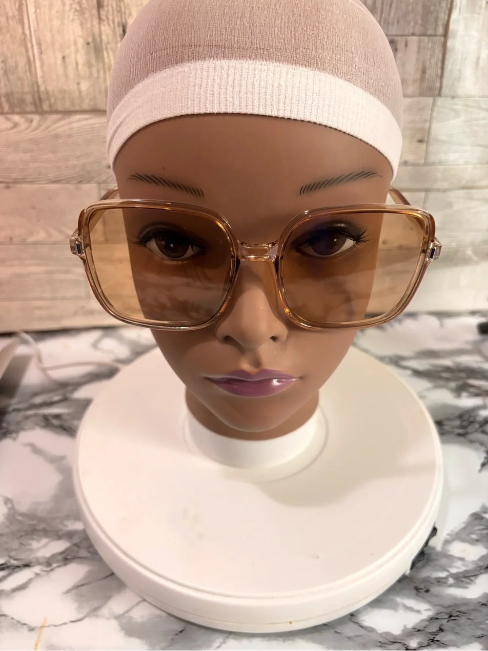 Translucent Brown Oversized Square Sunglasses - Picture 1 of 2